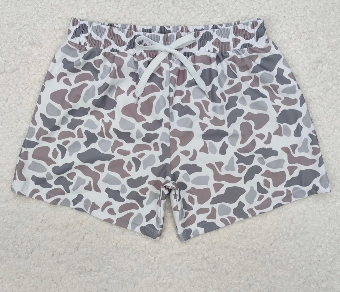 Grey Duck Camo Swim Trunks