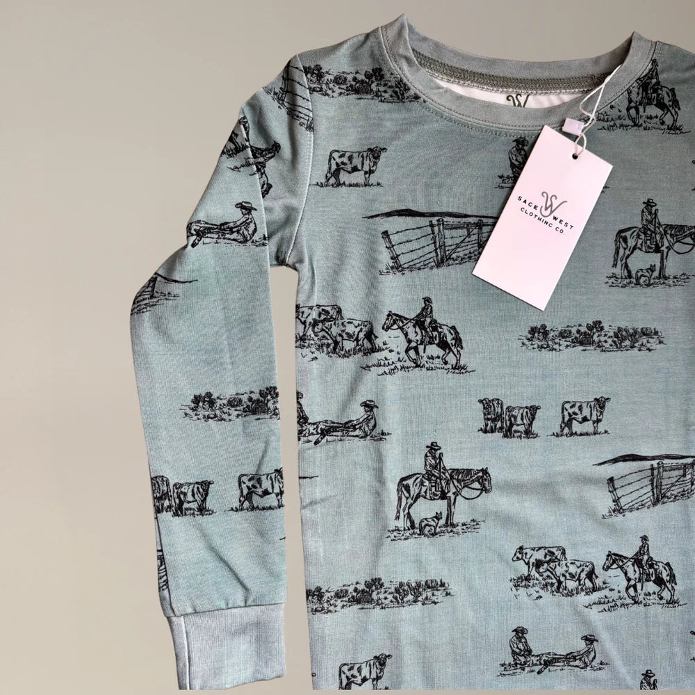 Western two Piece Bamboo PJ Set