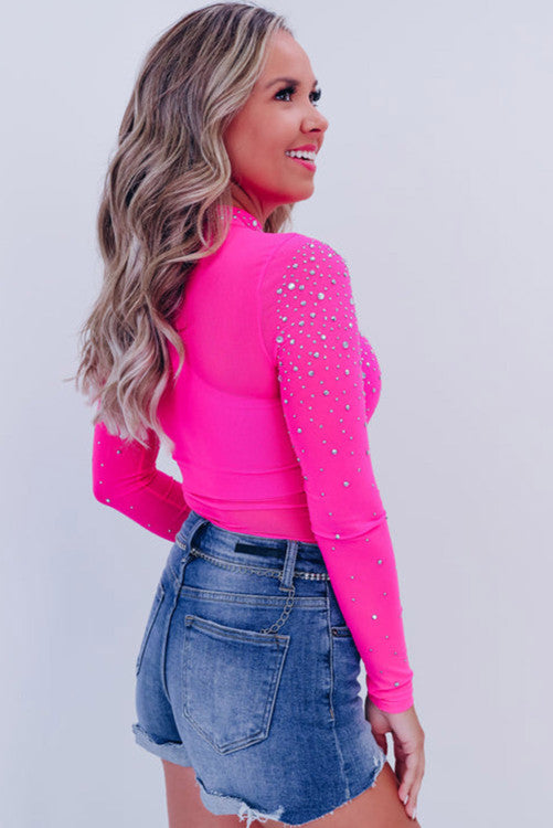 Pink Rhinestone Bodysuit