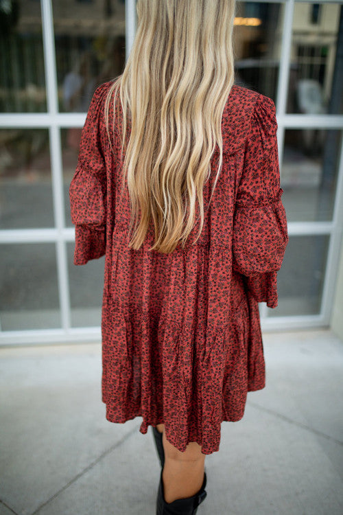 Red Floral Babydoll Dress