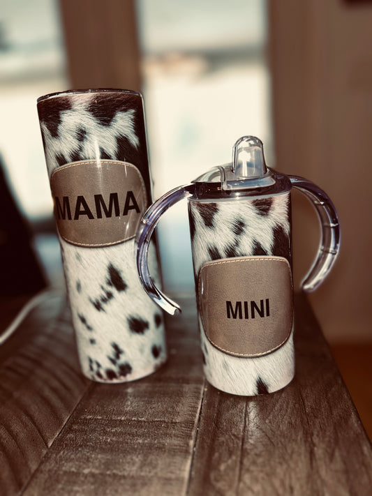 Mama & Mini Cowhide Cup Set