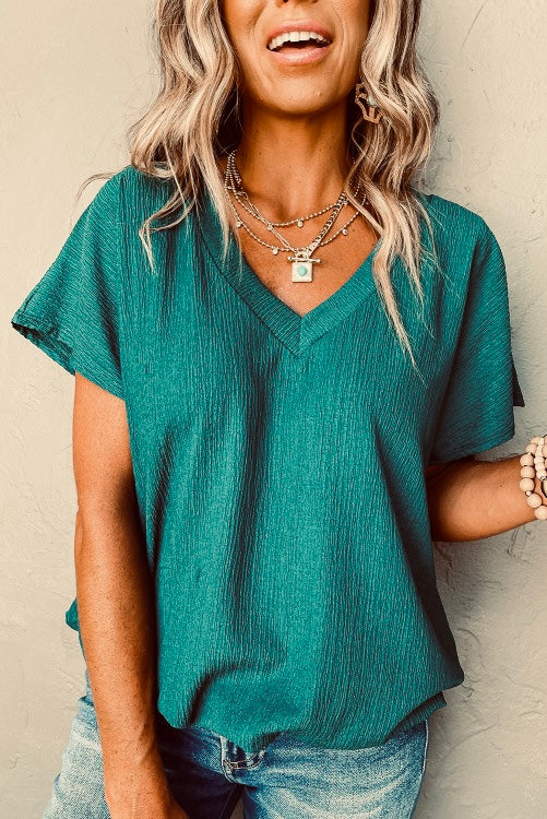 Vintage Teal V-Neck