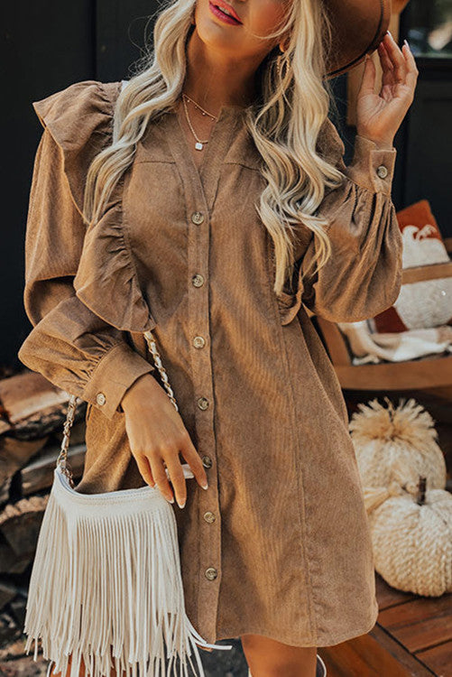 Camel Corduroy Dress