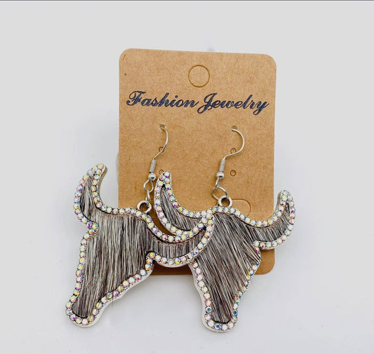 Rhinestone Cowhide Earrings