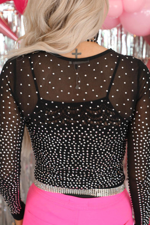 Whiskey Bent | Black Rhinestones Long-sleeve