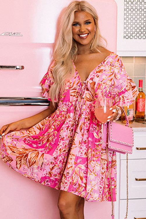 Pink Floral Babydoll Dress