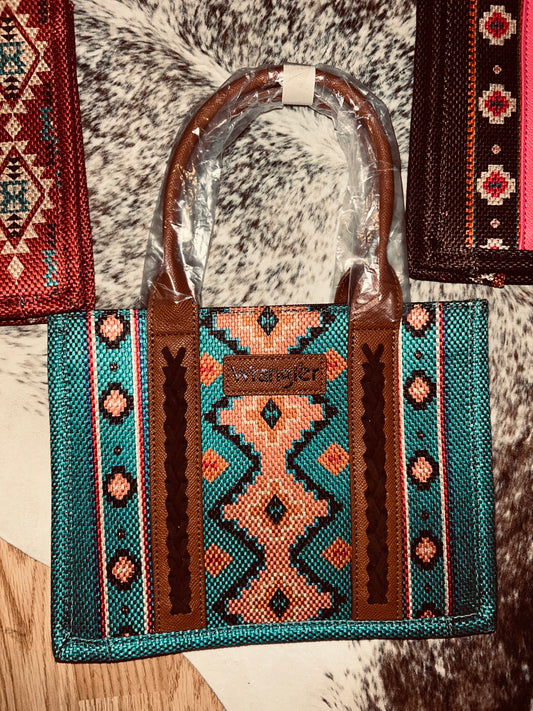 Teal Aztec Wrangler Purse