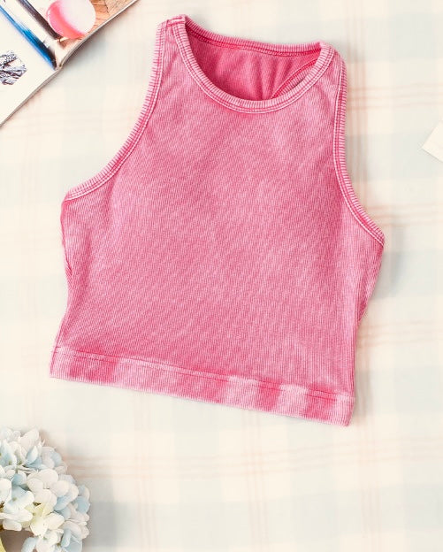 Pink Razor Back Crop Tank