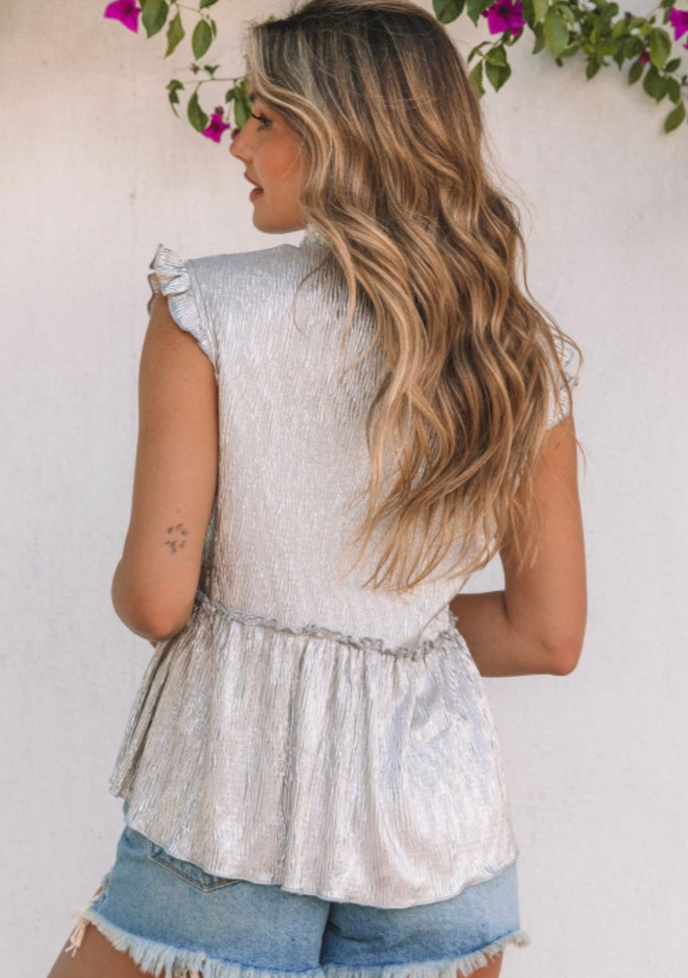 Space Cowgirl | Metallic Ruffle Tank