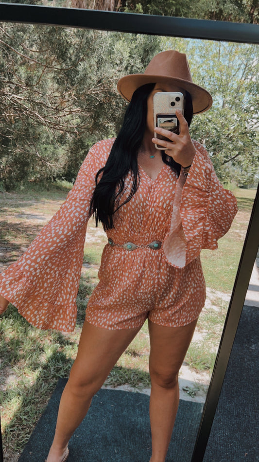 Flare Sleeve Leopard Romper